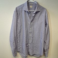 Culturata Tailored Button Down Shirts Long Sleeve Lightweight Stripe Men's L