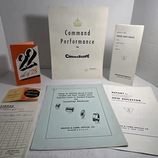 1950’s BAUSCH & LOMB 16mm, 35mm Lens, Projector Dealer Brochure, Report, Invoice