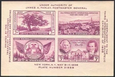 USA 1936 Charter Oak/Deer/Alamo/Buildings/StampEx/Trees/Nature impf m/s (n25436)