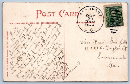 1910's NATIONAL CEMETERY BEAUFORT MIS-SPELLED SC W. BRISTOL ANTIQUE POSTCARD - Picture 2 of 2