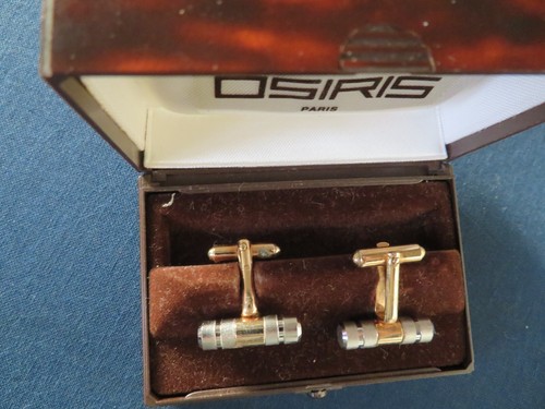 ancien bouton de manchette couleur or et argent Osiris - Photo 5/6