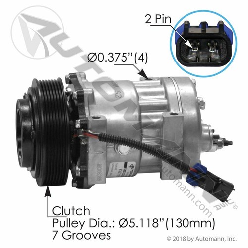 Compresor de CA Kenworth T680 tipo 7H15 - Automann # 830.31051 - Imagen 2 de 3