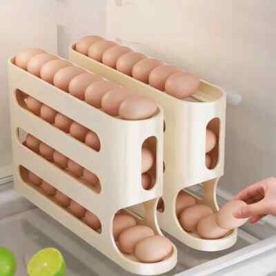 4 Layer Automatic Rolling Egg Holder Rack Egg Storage Box Container Free shippin