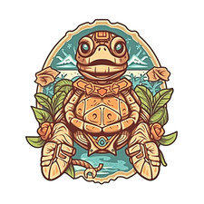 Sublimation Print Tiki Turtle Ready To Press Heat Transfer