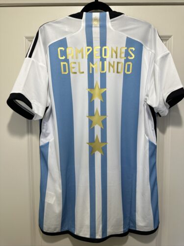 Argentina Qatar 22 World Champs Mens LARGE Adidas Celebration Jersey Official