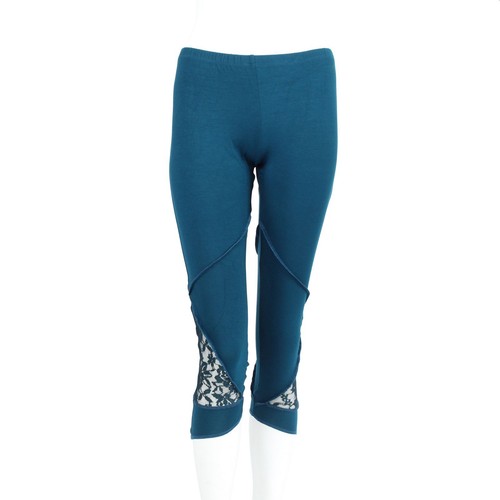 Leggings 3/4 Capri con pizzo petrol taglia unica jersey - Foto 2 di 7