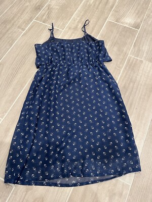 TULLE MIDI DRESS Maritime Summer Fluttery Dress Navy Blue Size Small | eBay