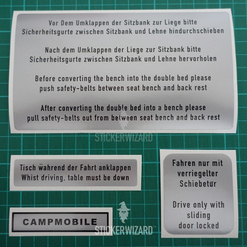 VW Camper Van Westfalia Campmobile interior sticker set - Picture 2 of 3