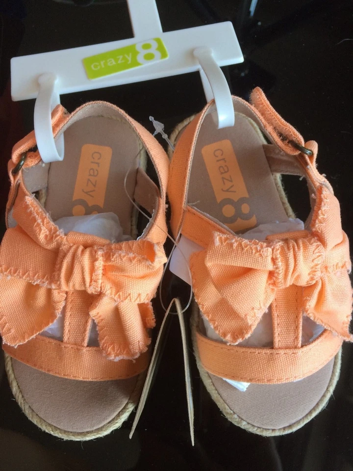 Zapatos planos CRAZY 8 niñas fucsia o neón melocotón moño talla 6 y 8  Foto 3 de 4