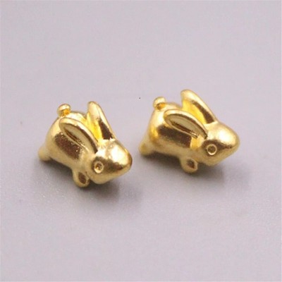 1pcs Pure 999 24K Yellow Gold Women 3D Running Rabbit Bead Pendant 0.1-0.2g