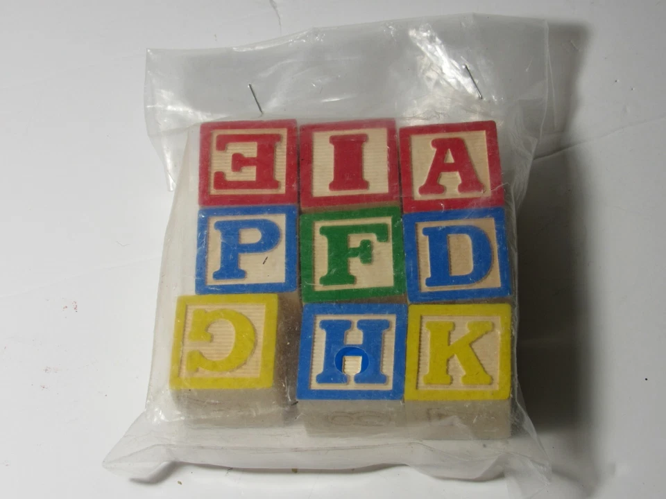 Traditional Wooden Letter Picture Baby Blocks Craft Supplies 9  PC - Image 3 of 4