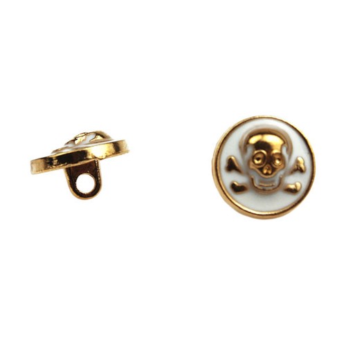 12 Pcs Skull Crossbone Round Gold Shank Button Metal Sewing Embellishments 15mm - Picture 5 of 5