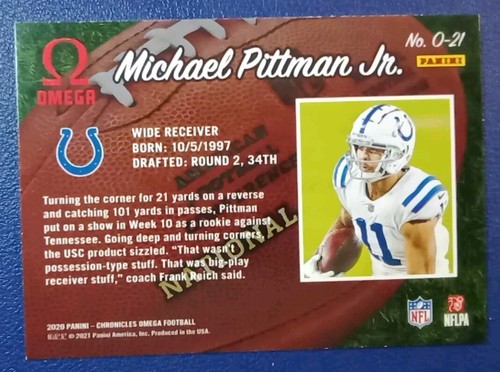 Michael Pittman Jr. RC 2020 Panini Chronicles Omega #O-21 Colts Rookie Card - Picture 2 of 2