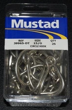 25 Mustad 39965DT Duratin Size 15/0 Circle Hooks 2X Large Ring 39965DT-150