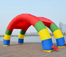 Colorful Advertising Rainbow Inflatable Twin Arch Gate for Decoration Events