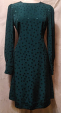 New J. CREW Size 6 Shift Dress Dark Green Jacquard Floral Dot Long Sleeve Mini