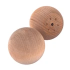 Hardwood Ball Knob 2" Dia. Flat 1 1/4" w/screws 2 pack