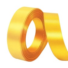 1 Inch x 50 Yards Golden Yellow Solid Satin Ribbon Roll Gift Floral Wrapping