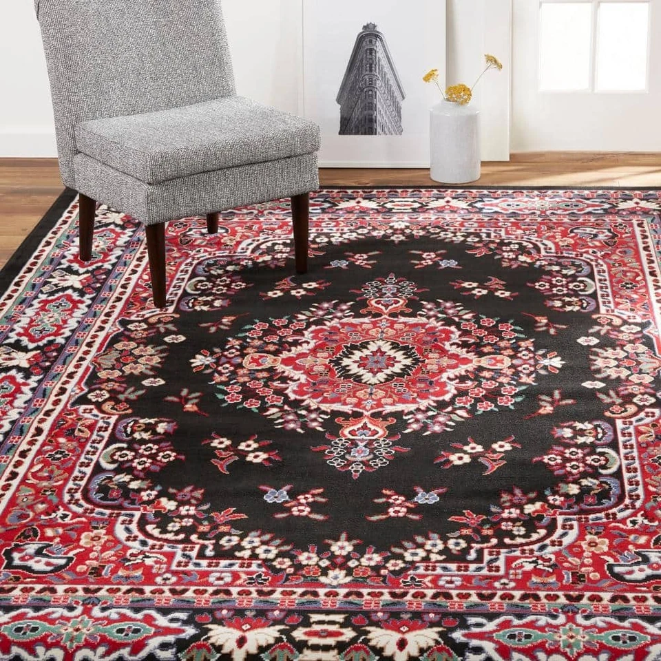 Alfombra Premium Sakarya negra/roja 8 pies X 10 pies medallón-1-7069-450 Foto 4 de 4