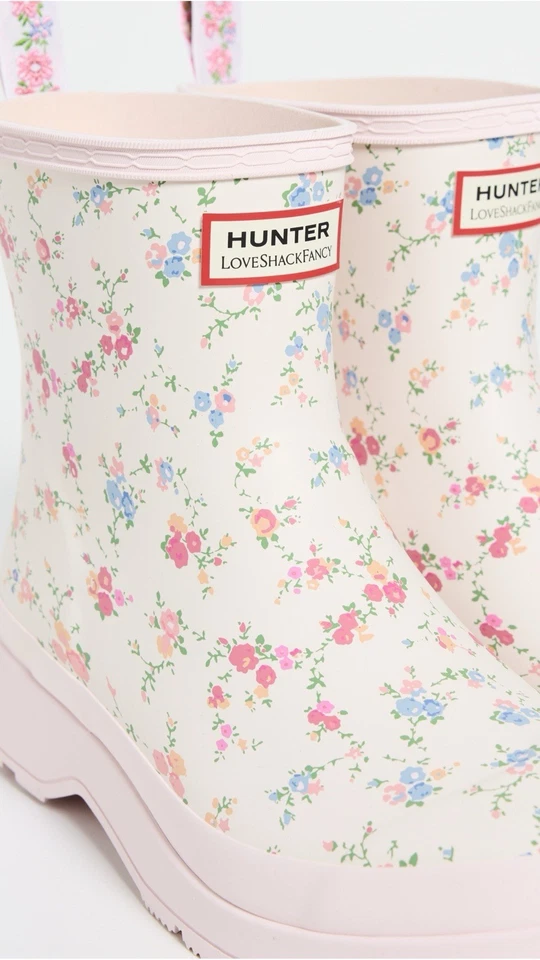 Botas de chuva curtas femininas Hunter x LoveShackFancy Play tamanho 9 NOVAS limitadas FPS - Imagem 2 de 4