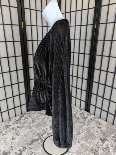 Thereabouts Youth Girls Sz XL 16 Black Metallic Ribbed Stretch Shirt NWT Org $28 - Picture 5 of 10