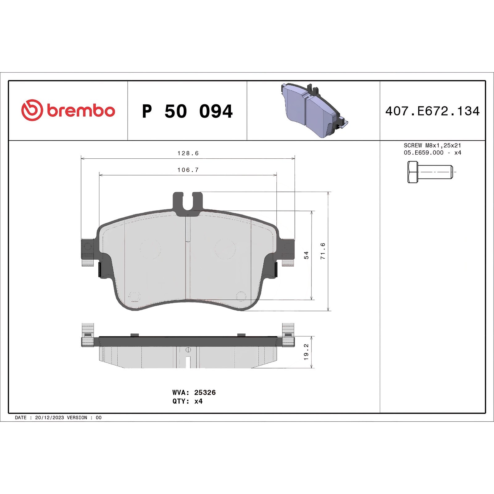 Kit Freni Anteriori Brembo 09b34341 P50094 Mercedes Classe a W176 Classe B W246 - Miniatura 5