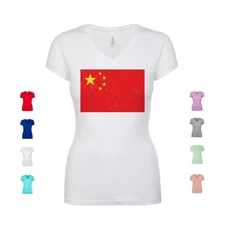 China Flag patriotism heritage pride symbol identity Women's V Neck Shirt