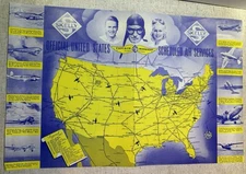 Vintage Captain Midnight Flight Patrol Scheduled Air Services MAP; SKELLY Oil Co