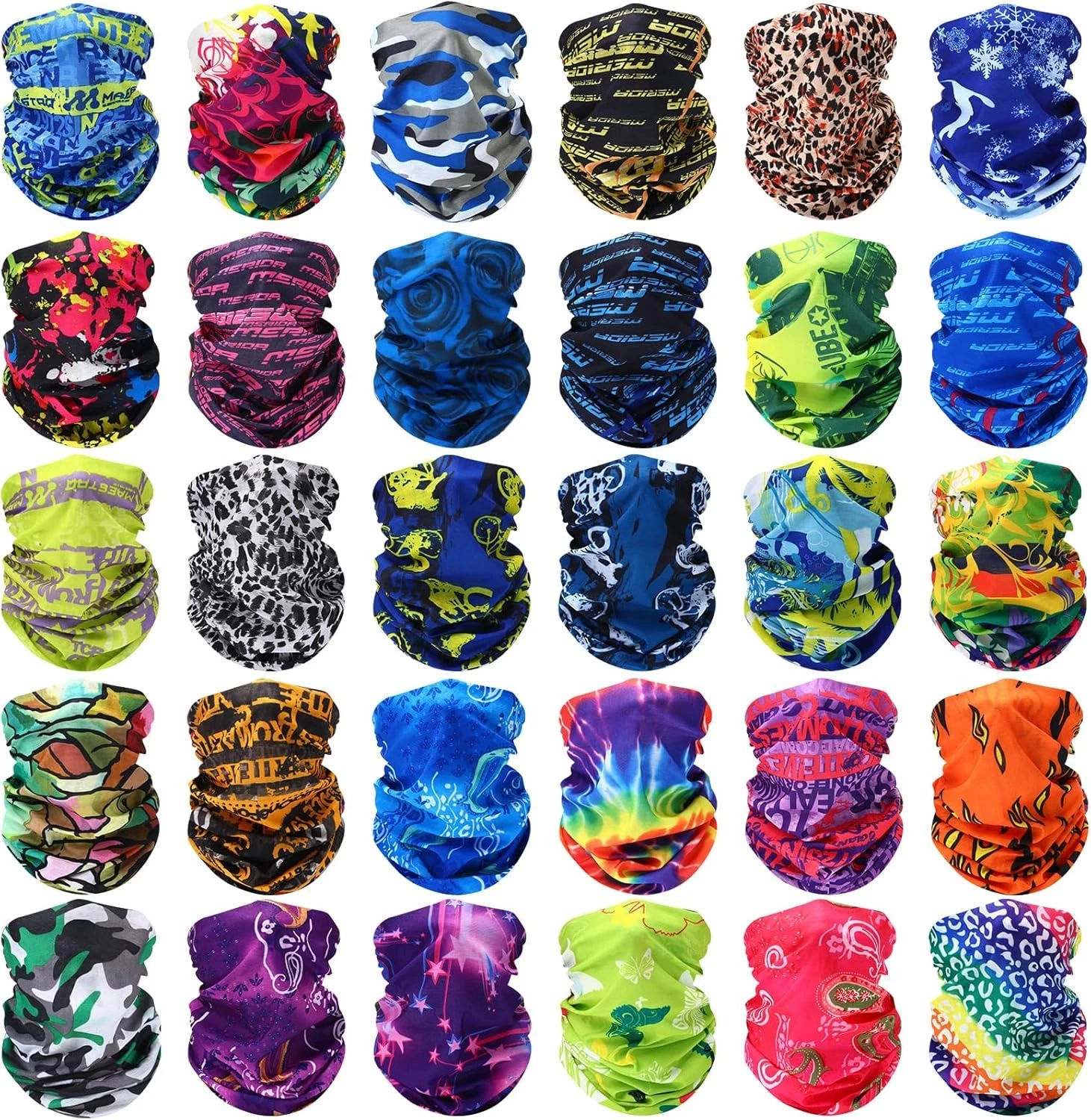 Tarpop 30 Pcs Neck Gaiters Scarf Elastic Wrap Headband Sweat Absorbing...