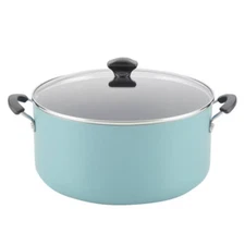 Farberware 10.5qt Aluminum Nonstick Covered Stockpot Aqua: Dishwasher-Safe 