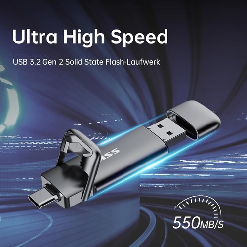 USB-C,USB-A SSD,512GB,extrem schnell,USB 3.2,Speicherstick,Android,Laptop - Bild 4 von 10