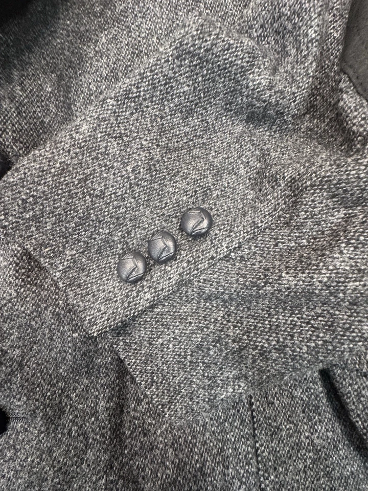 Pendleton Western Blazer Mens SZ 44 L Black Herringbone Wool Suede Accents USA - Image 2 of 4