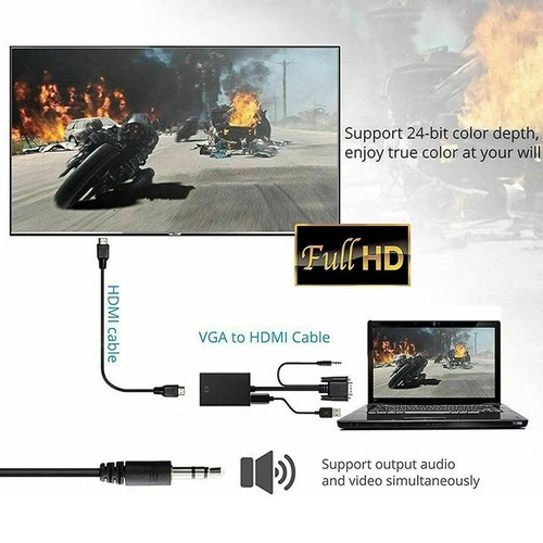 VGA Male to HDMI Female Converter Adapter Cable 1080P for PC HDTV DVD Laptop - Picture 5 of 13