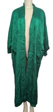 Vintage Authentic Hangzhou China Longevity Robe Rayon Green Black Reverse