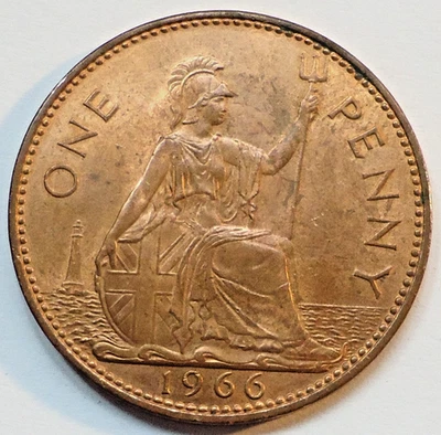 1966 GREAT BRITAIN PENNY, 0.99 CENTS AUCTION *HALF DOLLAR SIZE* (G-02) - Image 1 of 2