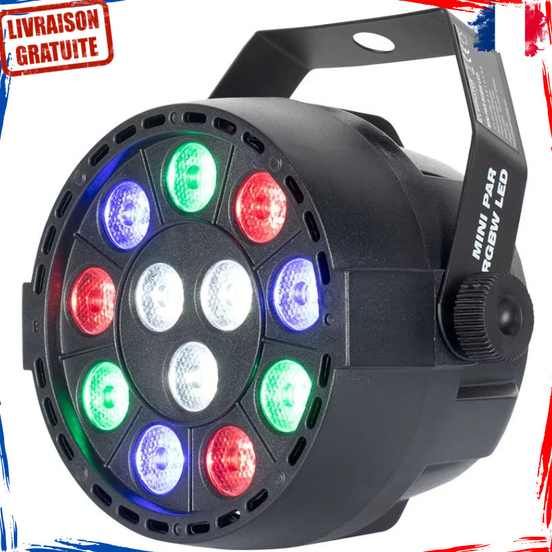Projecteur de Scène LED 12x3W avec Mélange de Couleurs RGBW Fluide et Mode Musical Actif