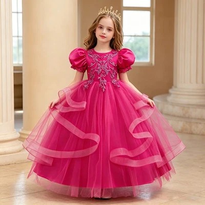 Kinder Prinzessin Highlights Abendkleid Blumenmädchen Hochzeit Party Festkleid - Bild 1 von 4