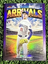 2025 Topps Finest Arrivals Purple Refractor /125 Roki Sasaki #A-11 RC Dodgers