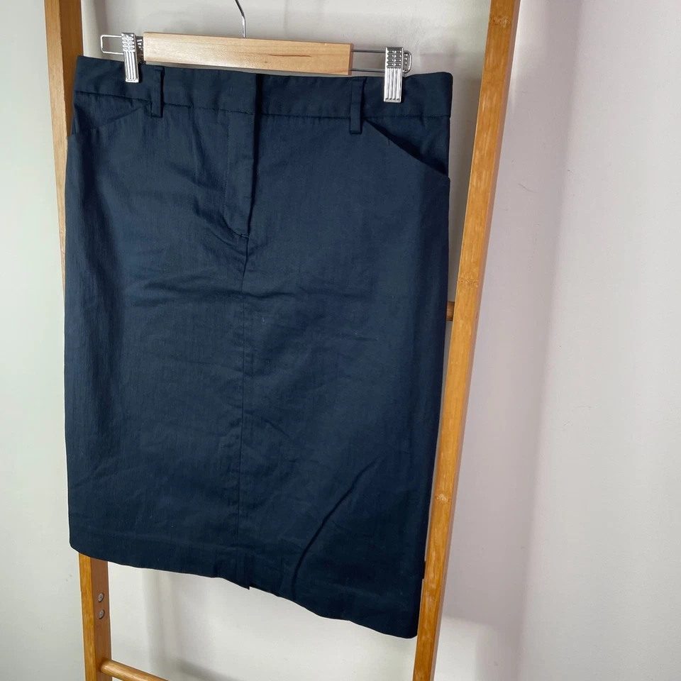 Sportscraft Pencil Skirt Womens 10 Navy Blue Knee Length Back Slit Career Office - image 3 of 4