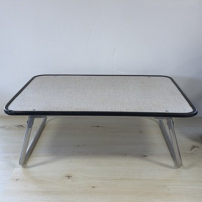 Vintage Camping Mini Tisch weiß tragbar Schoß Tablett 19'' klappbar Frühstück im Bett