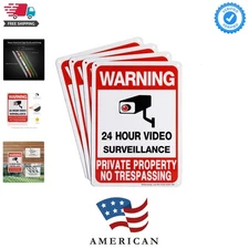 4-Pack Private Property No Trespassing Sign, Video Surveillance Signs Outdoor...