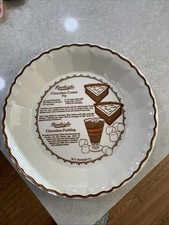 Vintage Rare Rawleigh’s Chocolate Cream Pie/Pudding Ceramic Pie Baker W/Recipe