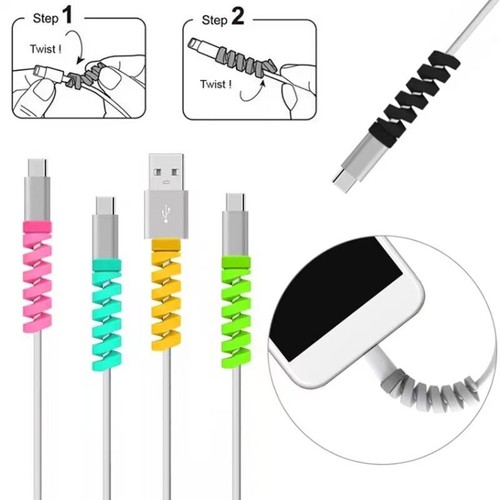 Universal Silicone Spiral USB Cable Cord Protector Saver for iPhone Android - 第 4/5 張圖片