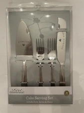CAKE SERVING SET INCLUDES KNIFE,SERVER & 2 FORKS BY WAY TO CELEBRATE!