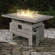 Image of RoyalFire Icarus Rattan Rising Firepit Table Dove Grey Adjustable Height