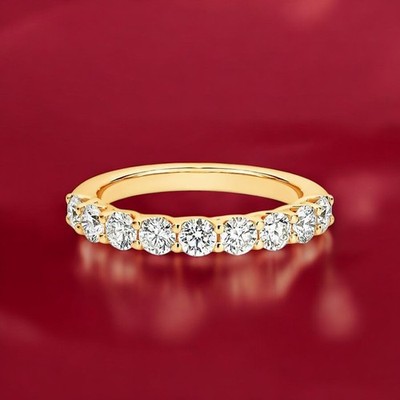 Rundschliff 18k Gelbgold Lab Grown E F VVS2 Eternity 1,30 Karat Diamant Band