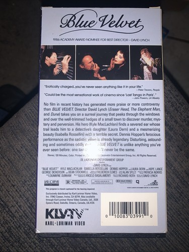 Blue Velvet VHS David Lynch 1986 Lorimar, Tested - Picture 4 of 5