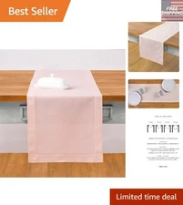 Elegant 14 x 72 Inch Pink Hemstitch Table Runner - Perfect for Summer Gatherings