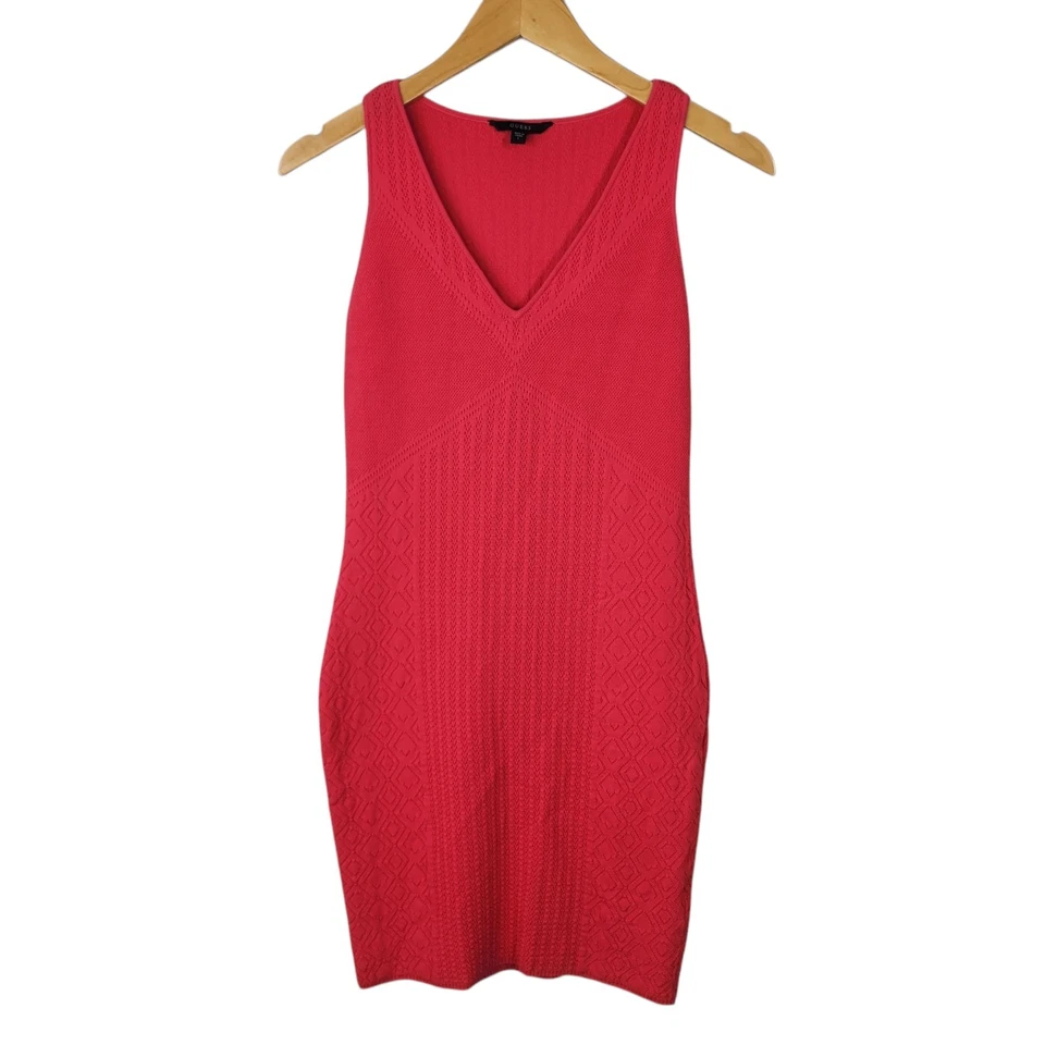 Mini Vestido Guess Bodycon Tejido Talla Grande Rosa Texturizado Sexy Funda Club Noche Foto 2 de 4