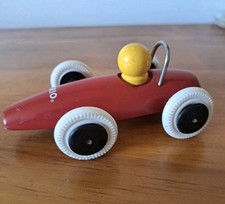 Vintage BRIO Racer Wooden Toy Car Red Racer With Yellow Driver